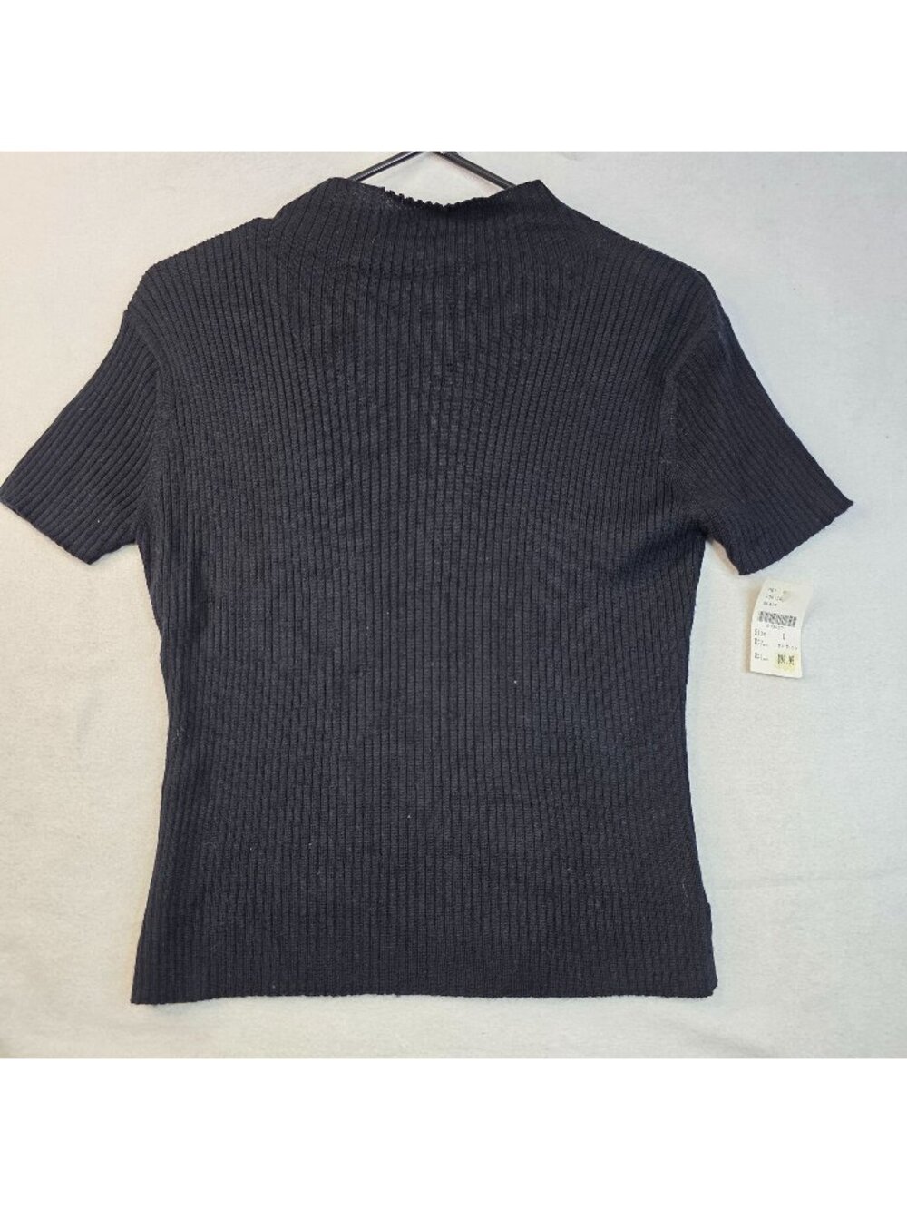 Gett Knit Ribbed Wool Sweater Top L Black Short Sleeve Whimsygoth Capsule Layers